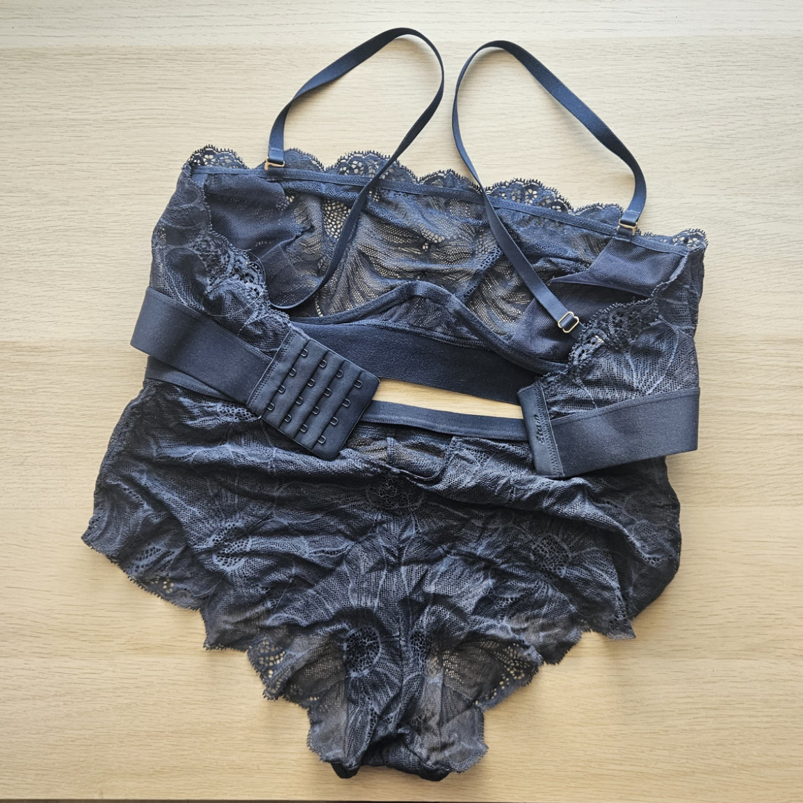 Grey Lace Lingerie Set